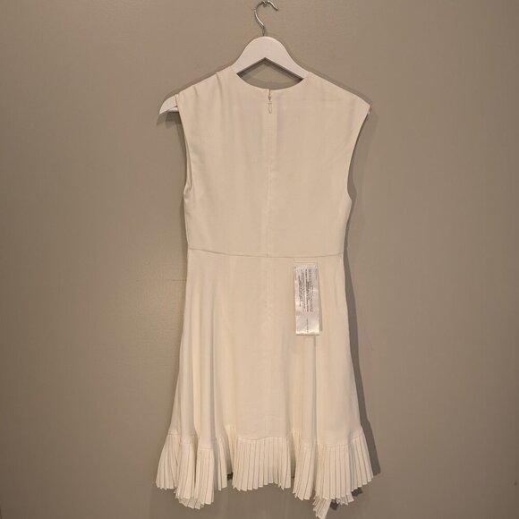 BCBG MAXAZRIA Dress Ruffled Pleated High-Low Cocktail Off White - Size 4 - Picture 3 of 10